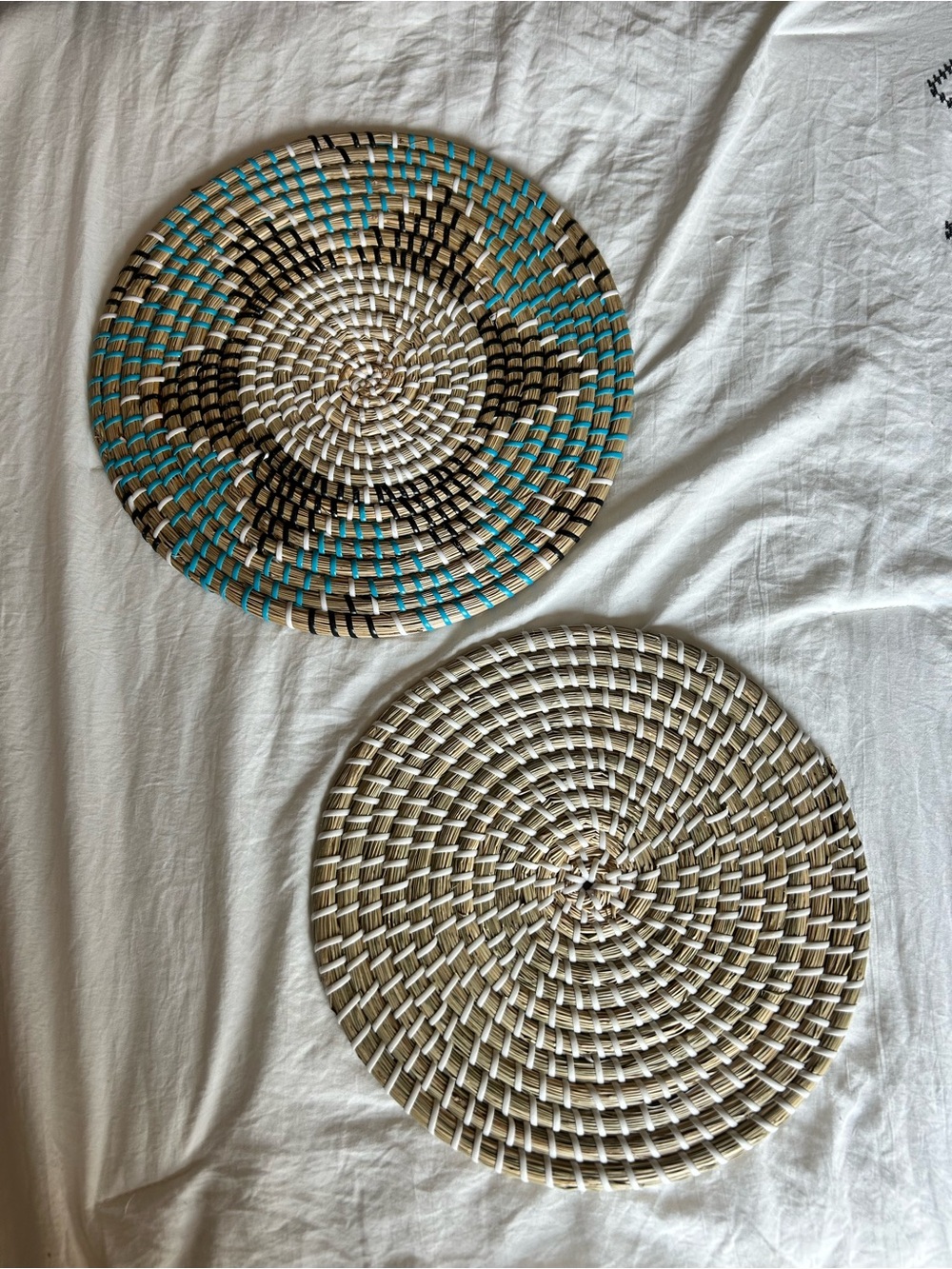 Handwoven Wall Decor Set - Natural & Turquoise
